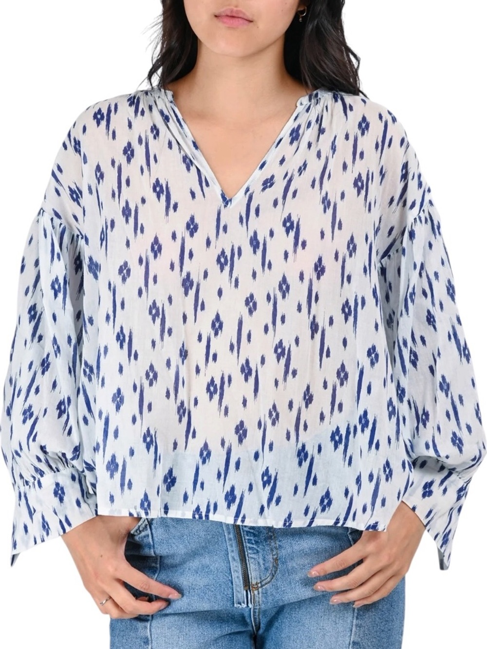 Velvet Graham & Spencer lightweight puff sleeve cotton top M excellent condition